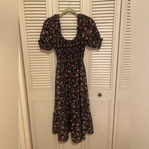 Hill House Louisa Dress, Berry Crepe Print Size Small